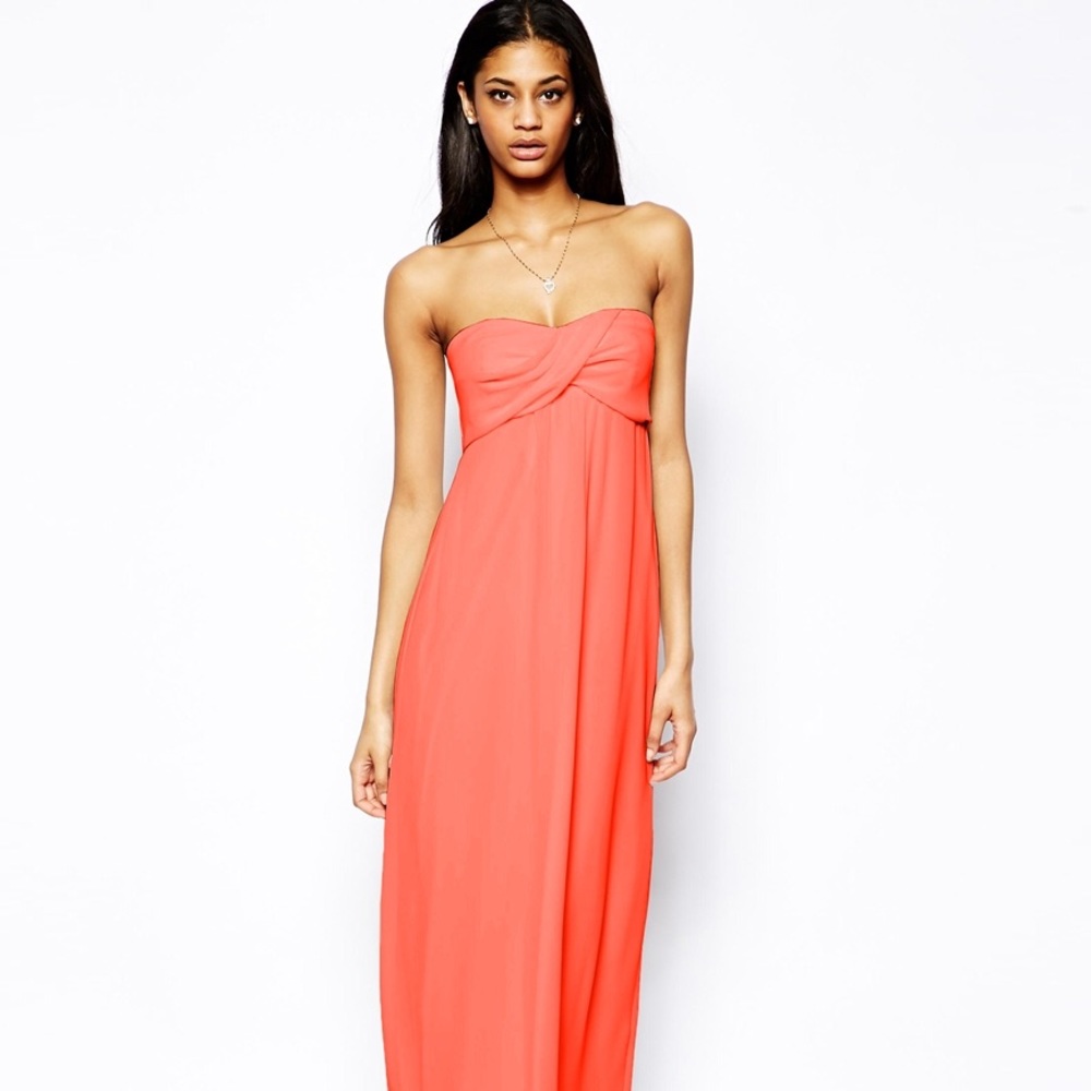 ASOS strapless coral maxi dress